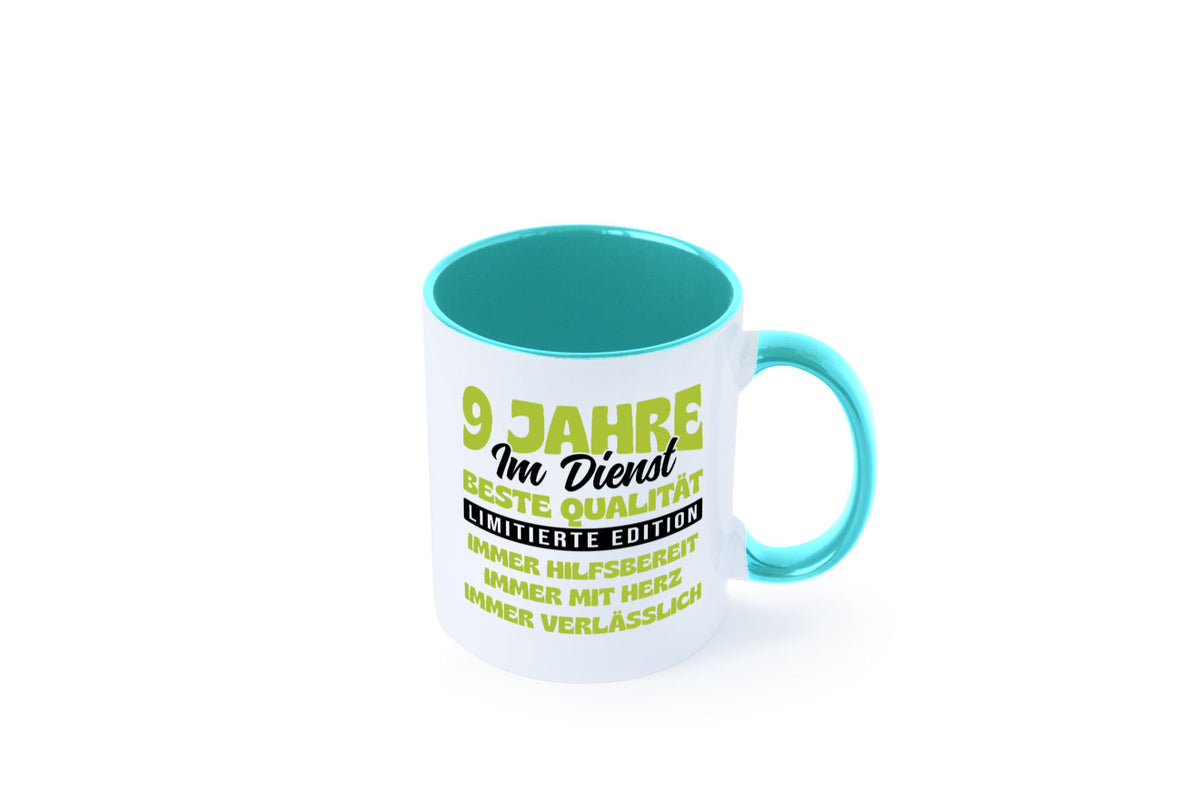 9 Jahre im Dienst | Jubiläum Arbeit v4 Geschenk Kollegen Büro lustiger Spruch Tasse