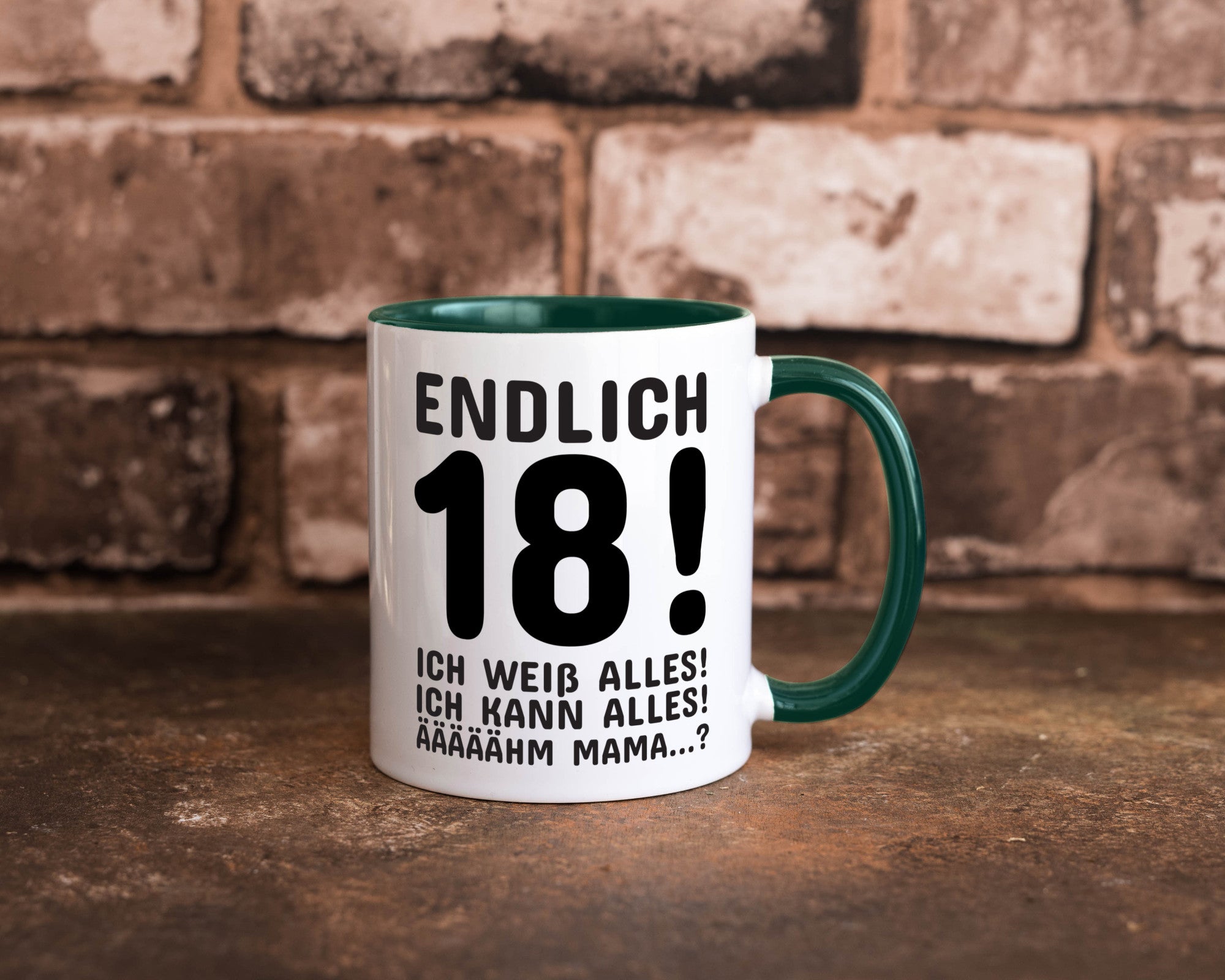 Endlich 18 | Geburtstag Tasse volljährig Erwachsen lustig Geschenkidee Geschenk