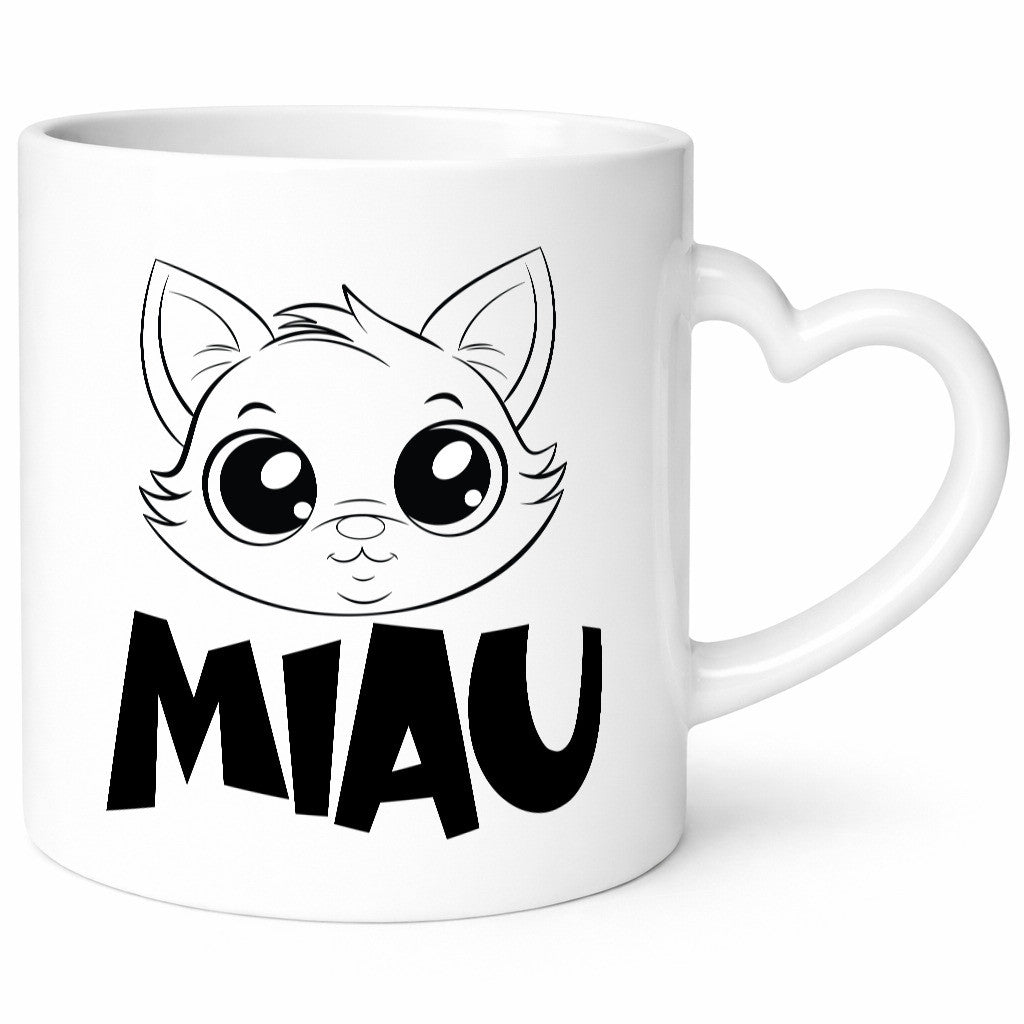 Miau | Katze Geschenkidee Tierliebhaber Humor Tasse