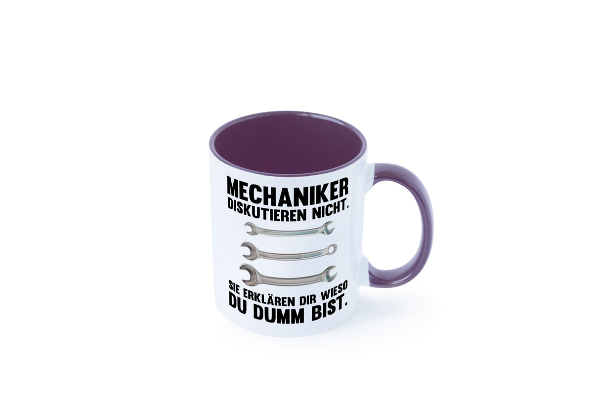 Mechaniker Diskutieren nicht sie erklären nur wieso Geschenkidee Tierliebhaber Tasse
