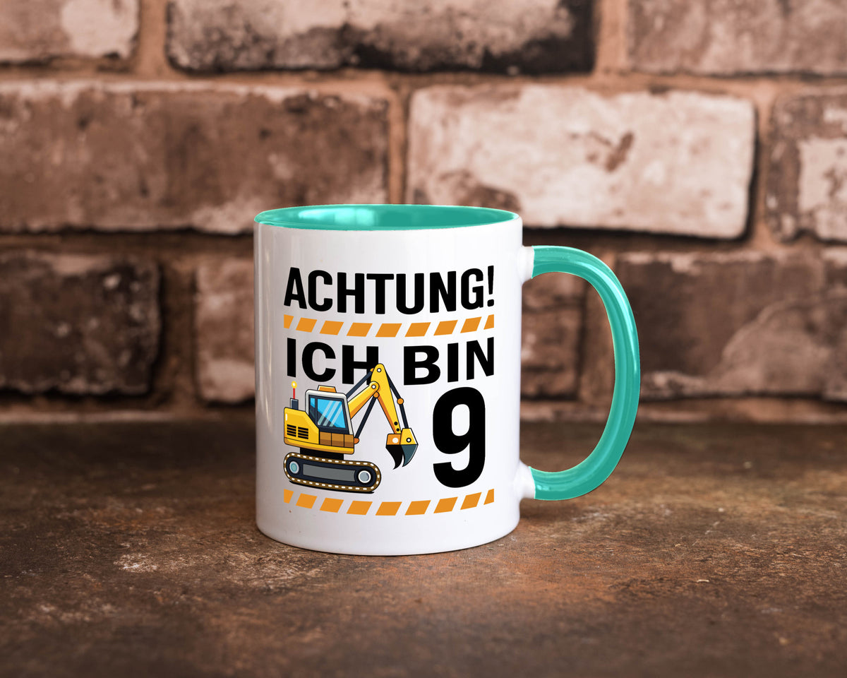 9 Geburtstag Ich bin | Bagger Junge lustiger Spruch Geschenk Geschenkidee Tasse