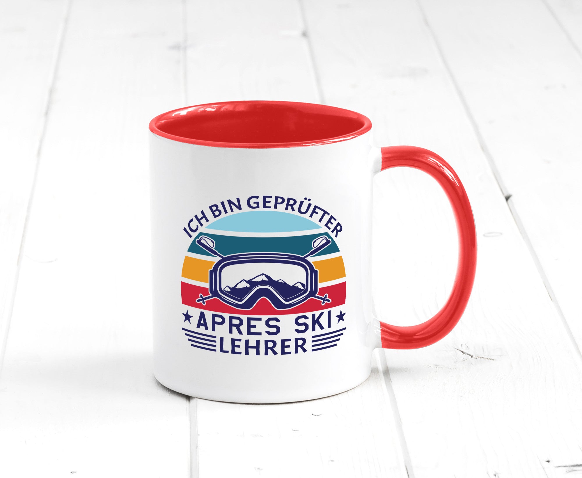 Geprüfter Apres Ski Lehrer | Ski-Brille Berge Ski-Stöck lustig Humor