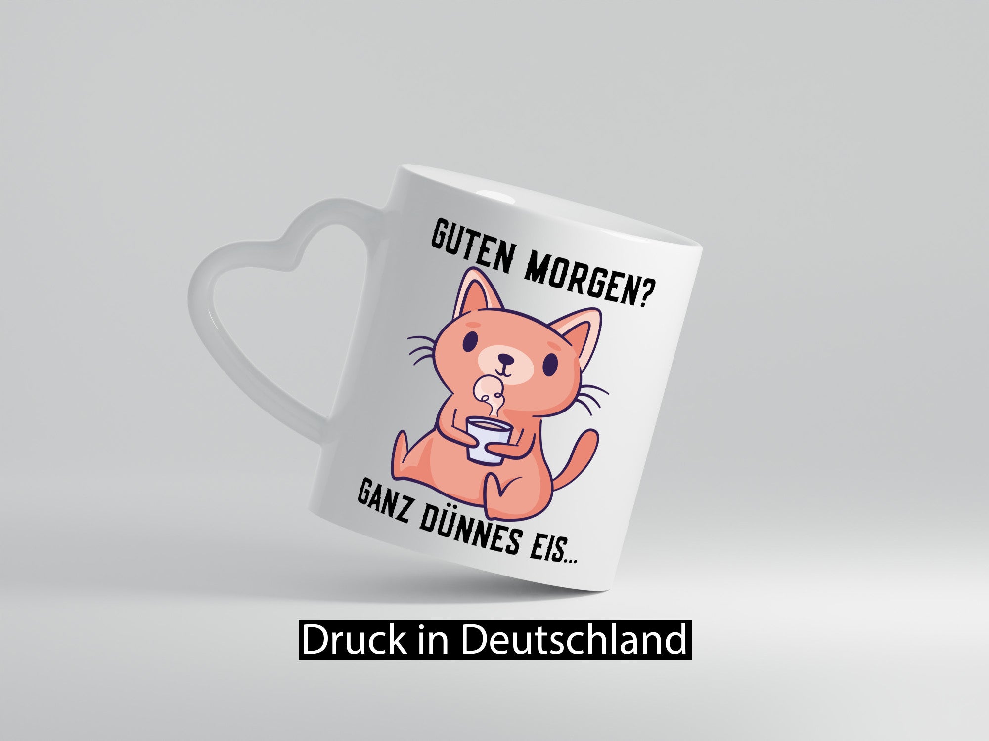 Guten Morgen | Morgenmuffel Dünnes Eis Katze mit Pulli Geschenk Tierliebhaber