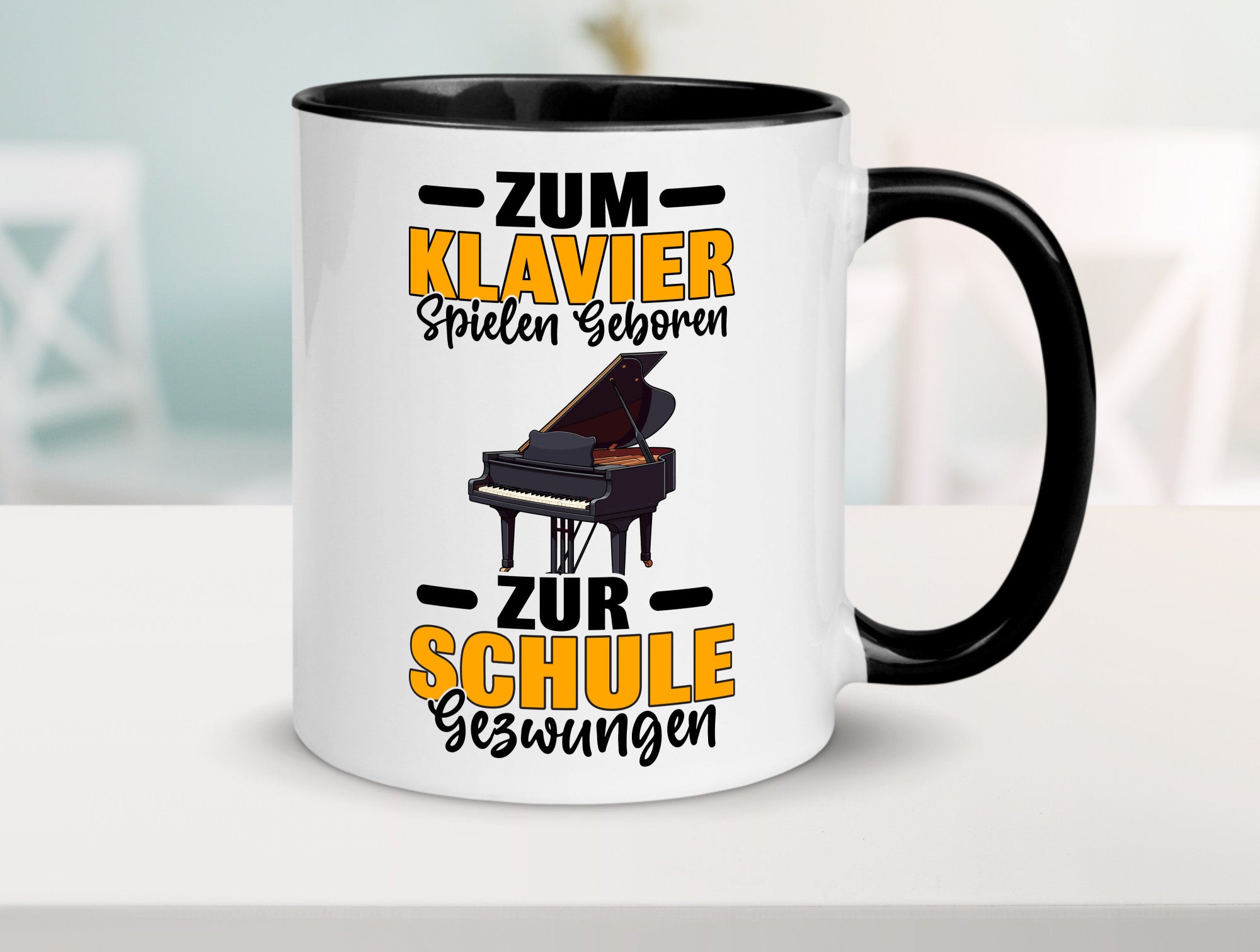 Zum Klavier spielen geboren zur Schule gezwungen v2 lustiger Spruch Geschenk