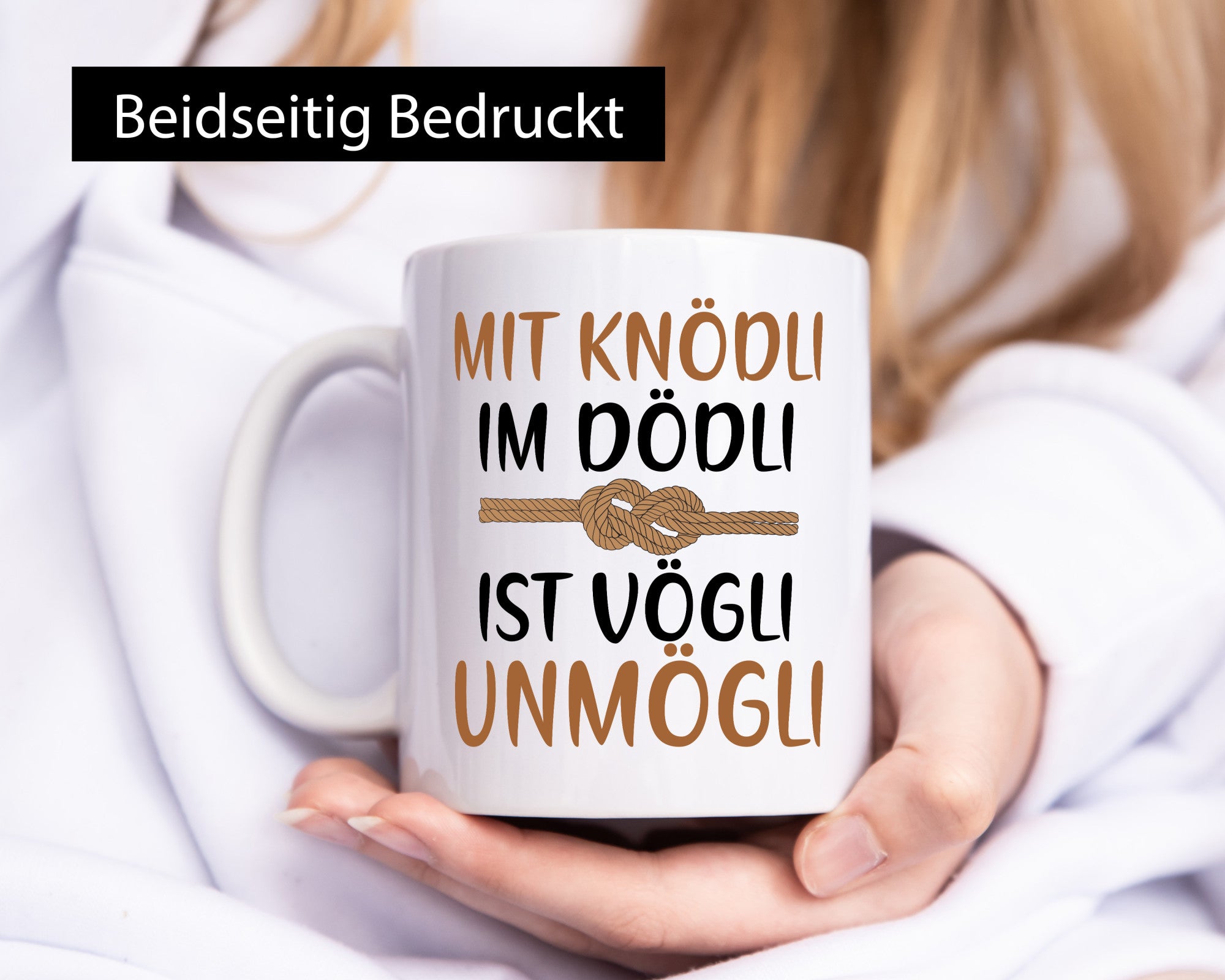 Mit Knödli ist Dödli Vögli unmögli | Knoten lustiger Spruch Geschenk Humor