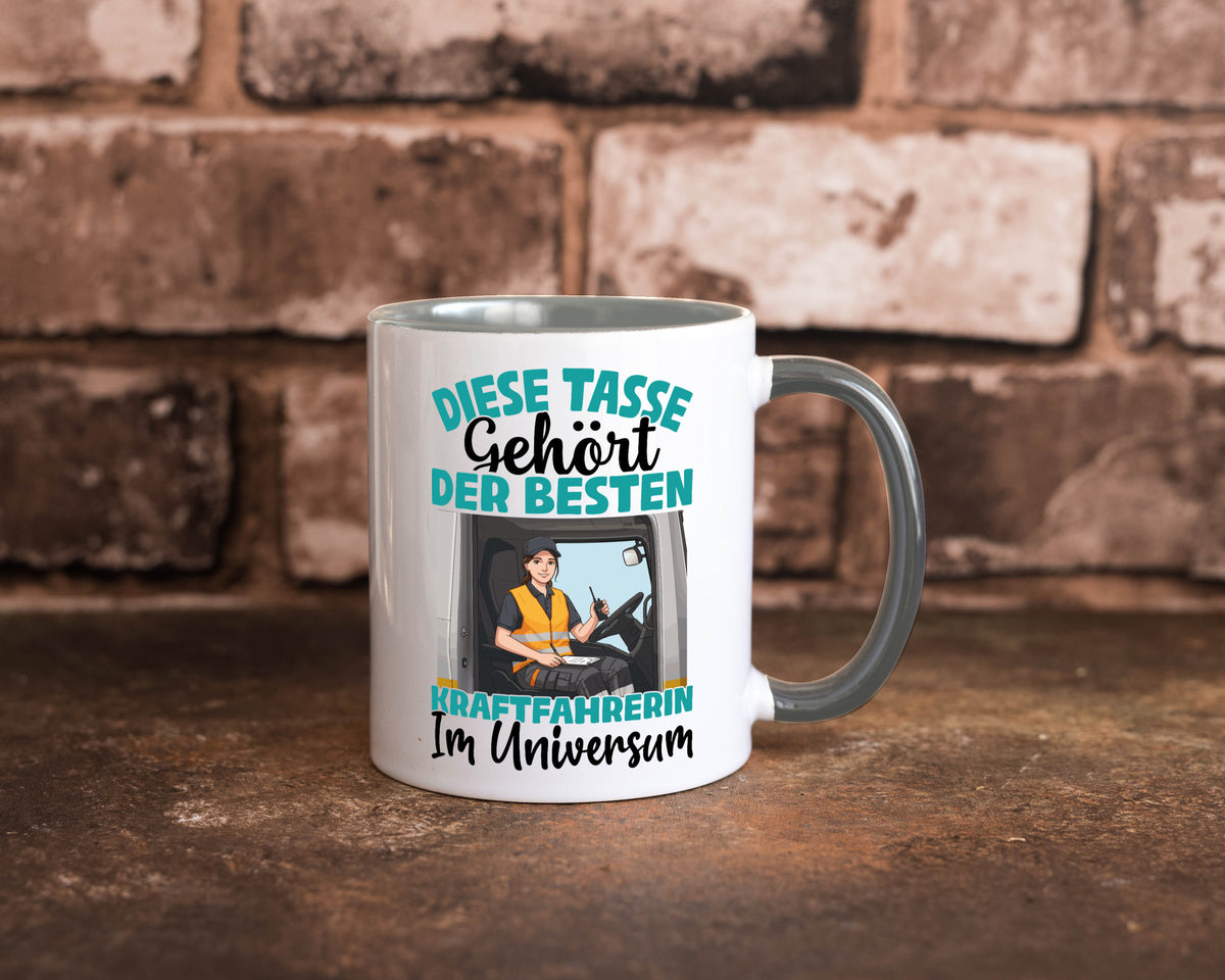 Im Universum: Kraftfahrerin | Lastwagen LKW lustig Humor Geschenkidee Geschenk Tasse