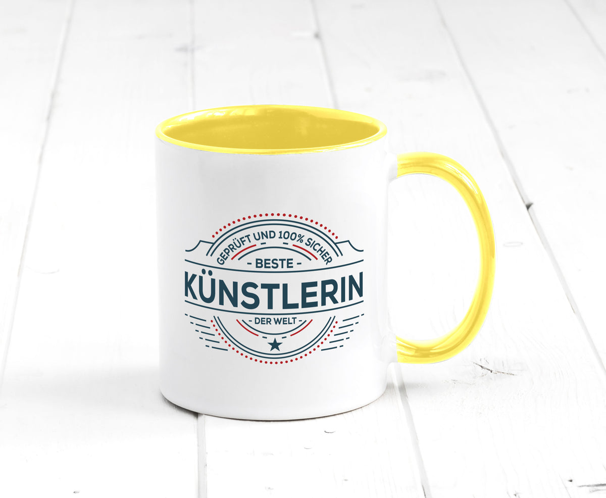 Geprüft und sicher: Künstlerin| Spruch lustig | Kunst Humor Geschenkidee Tasse