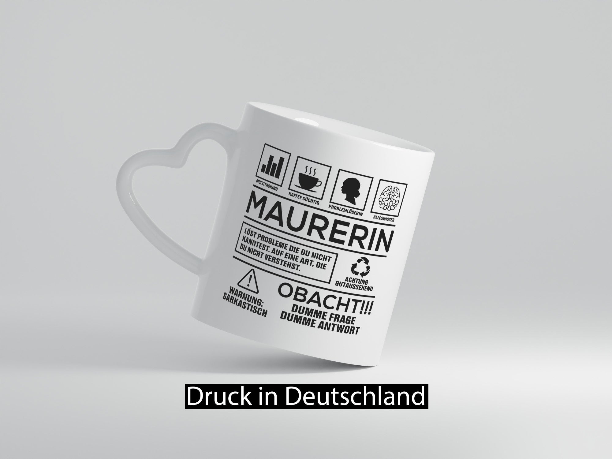 Achtung Probleme Maurerin lustiger Spruch Geschenk Humor Geschenkidee Tasse