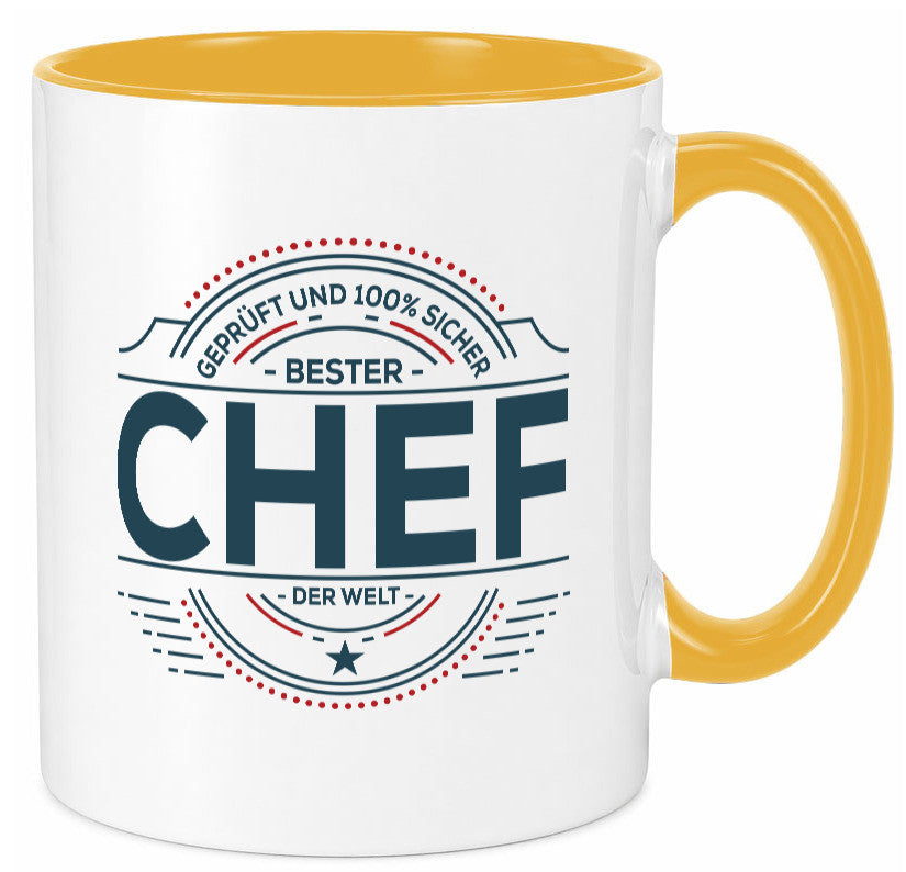 Geprüft und sicher: Chef | Führungskraft Vorgesetzter lustig Arbeit Kollegen Tasse