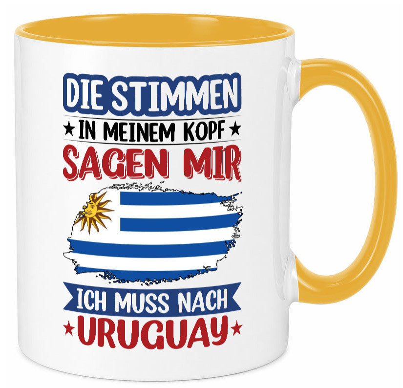 Uruguay | Urlaub Stimmen in meinem Kopf Traumland Geschenk Humor Geschenkidee Tasse