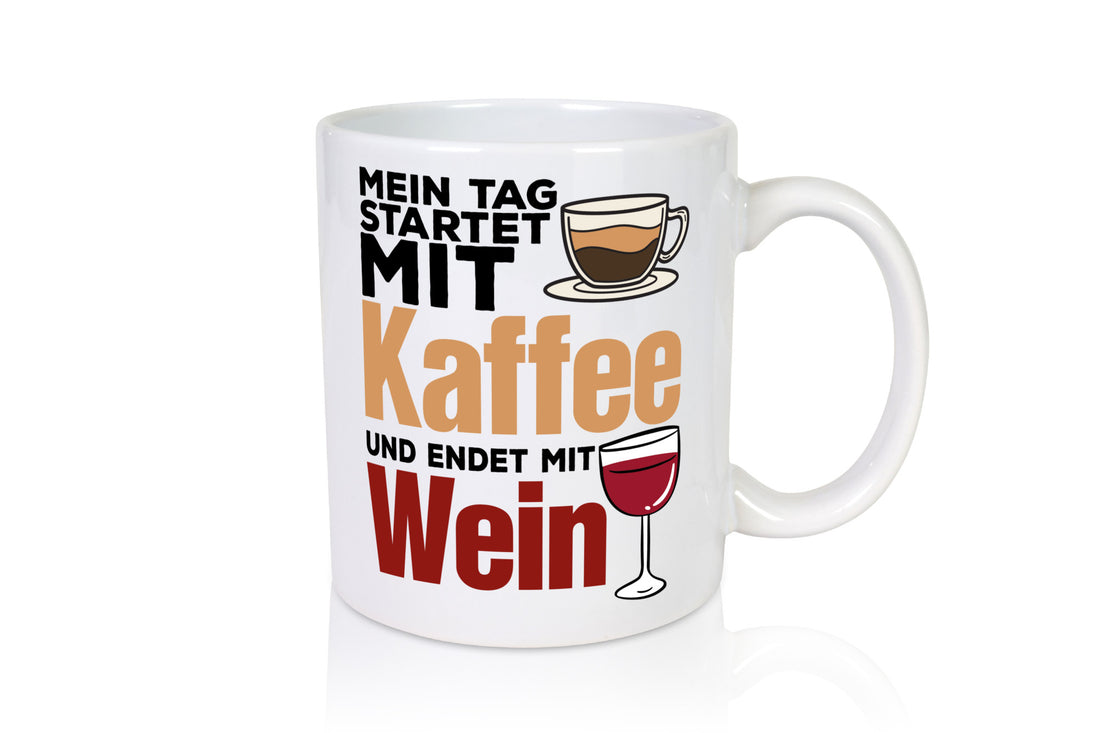 Kaffee und Wein | Kaffeetrinker Tasse Weintrinker Humor Geschenkidee