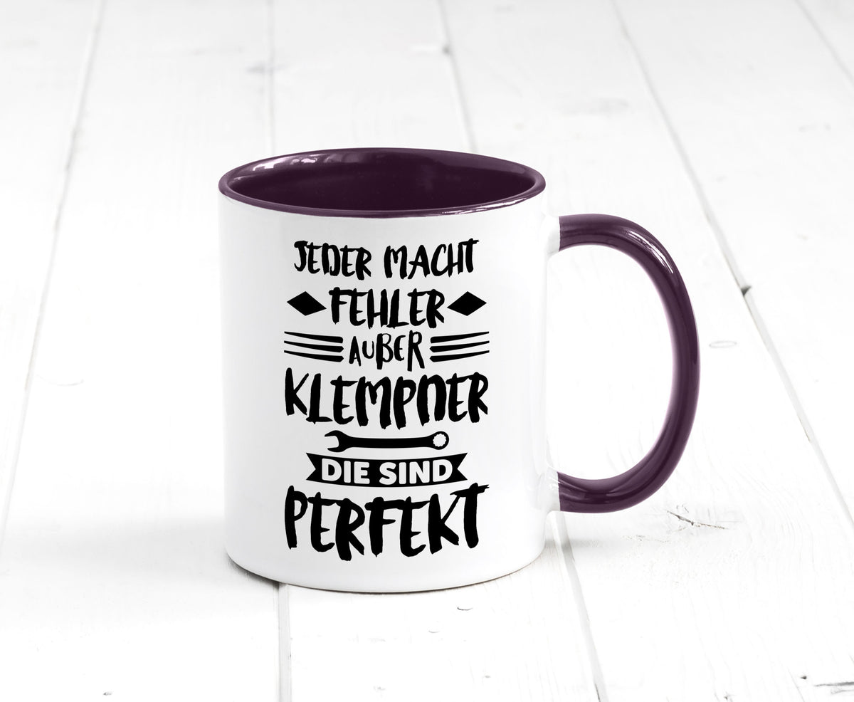Jeder macht fehler nur Klempner sind Perfekt Humor Geschenkidee Tasse