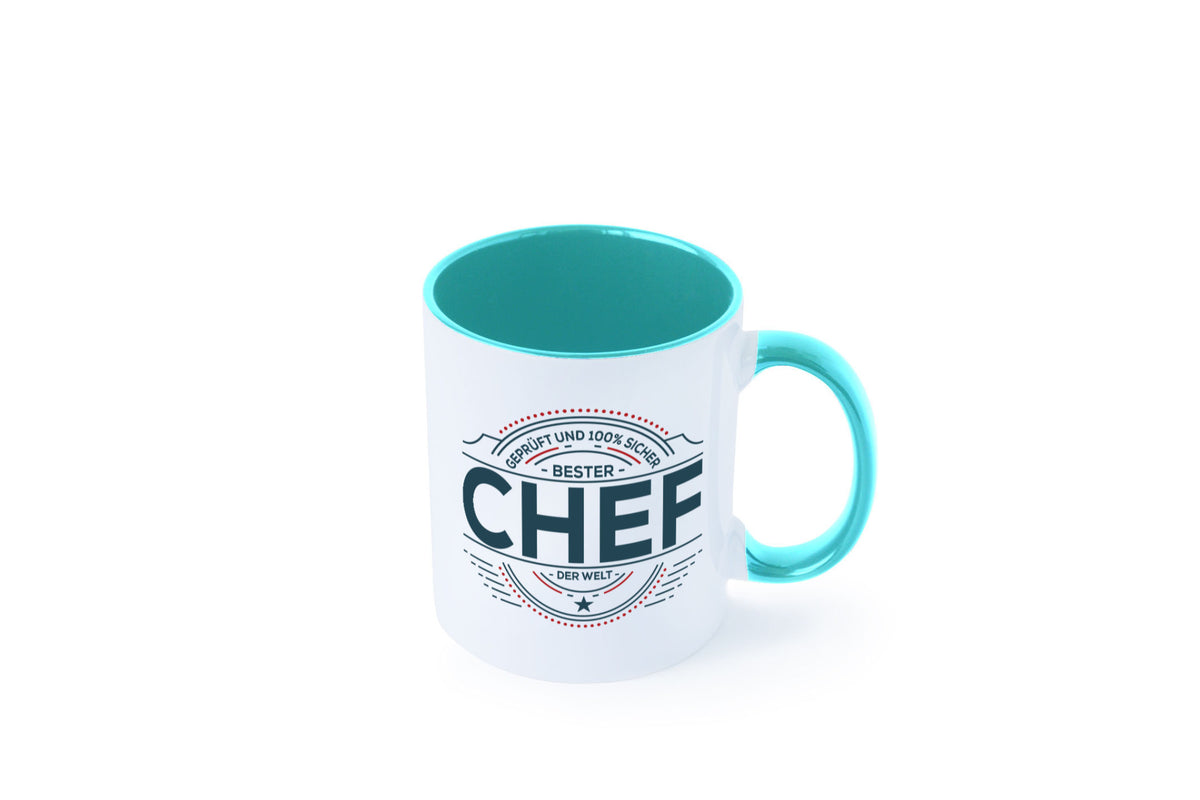Geprüft und sicher: Chef | Führungskraft Vorgesetzter lustig Arbeit Kollegen Tasse