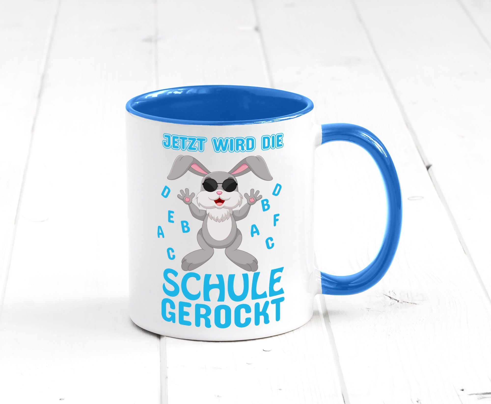 Schule wird gerockt | Schulbeginn Tasse cooler Hase lustiger Spruch Geschenk