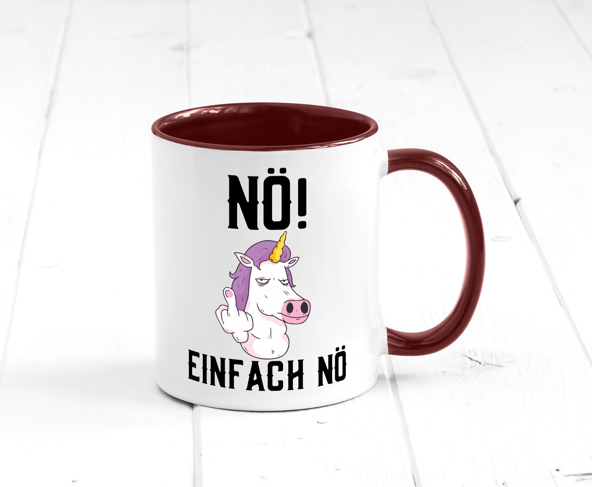 Einfach Nö | Keinen Bock Einhorn Mittelfinger Comic Geschenkidee Humor Tasse