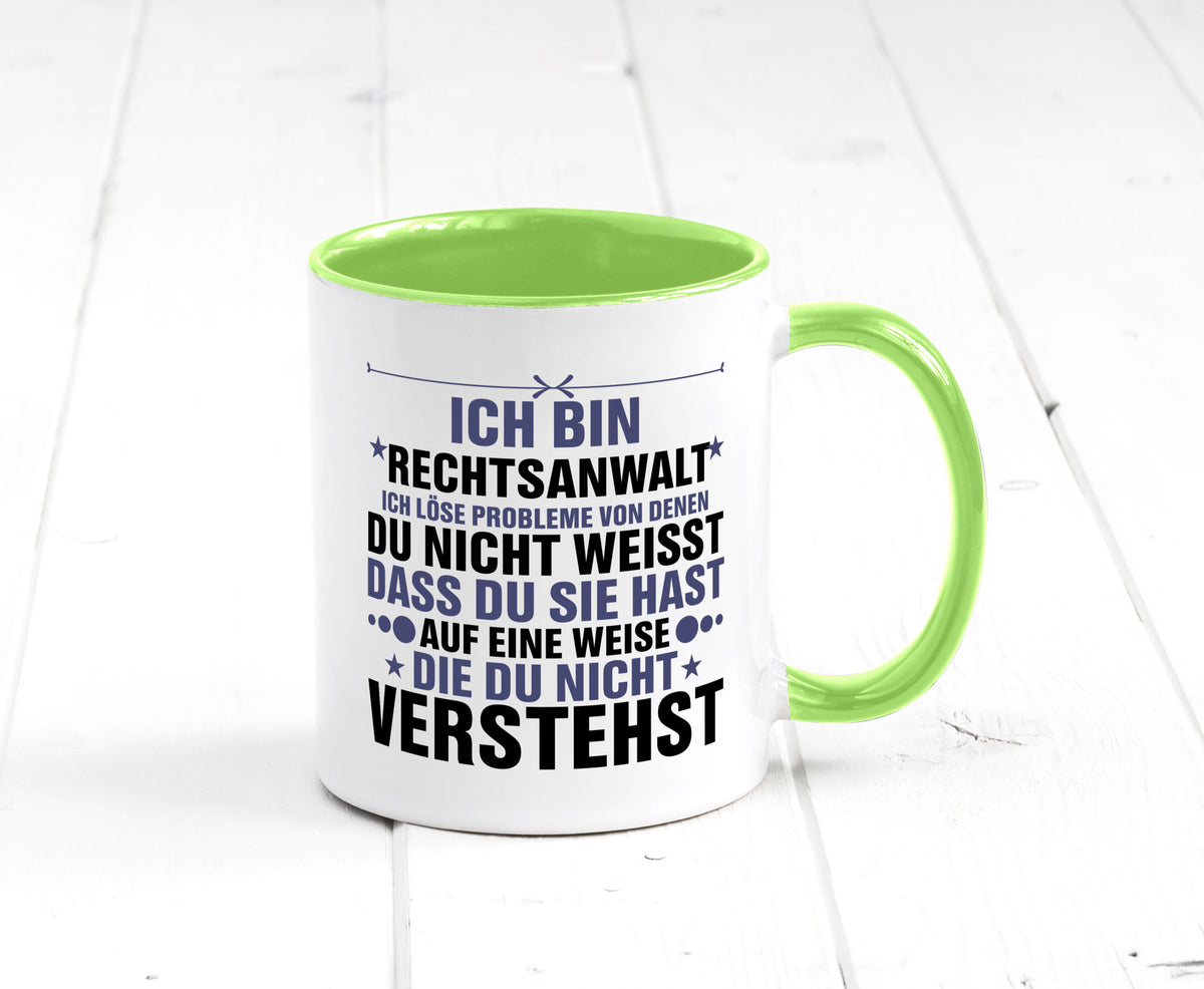 Löse Probleme: Rechtsanwalt | Anwalt Jurist v2 lustig Humor Geschenkidee Tasse