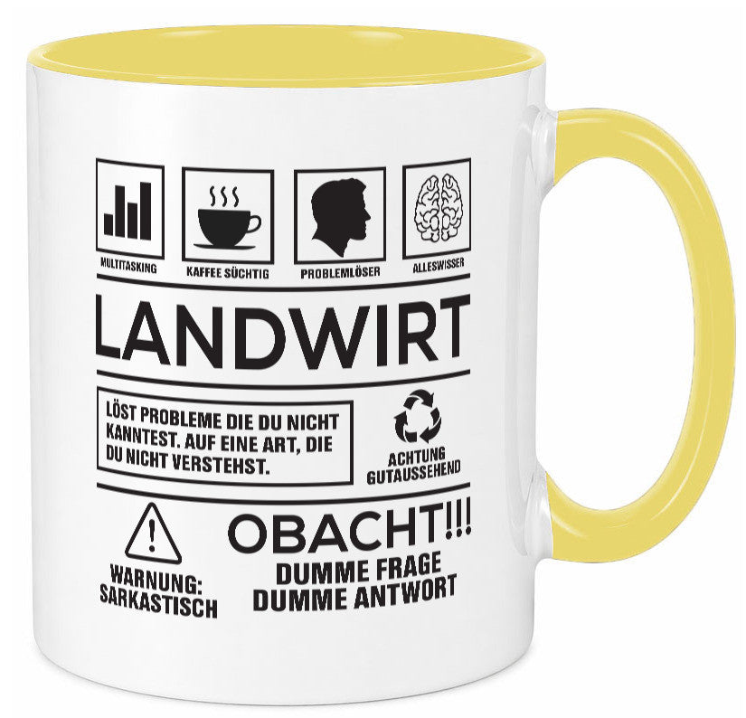 Achtung Probleme Landwirt | Bauer Landwirtschaft Geschenkidee Humor Tasse