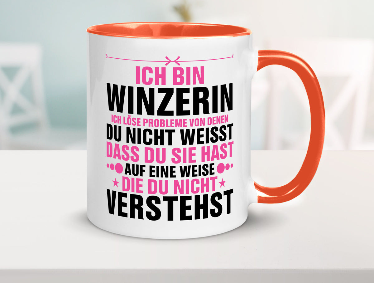 Löse Probleme: Winzerin | Weinbauer Wein Humor Geschenkidee Tasse