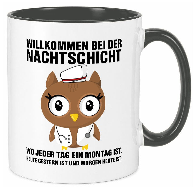 Nachtschicht | müde Eule Sanitäter Krankenschwester Humor Geschenkidee Tasse