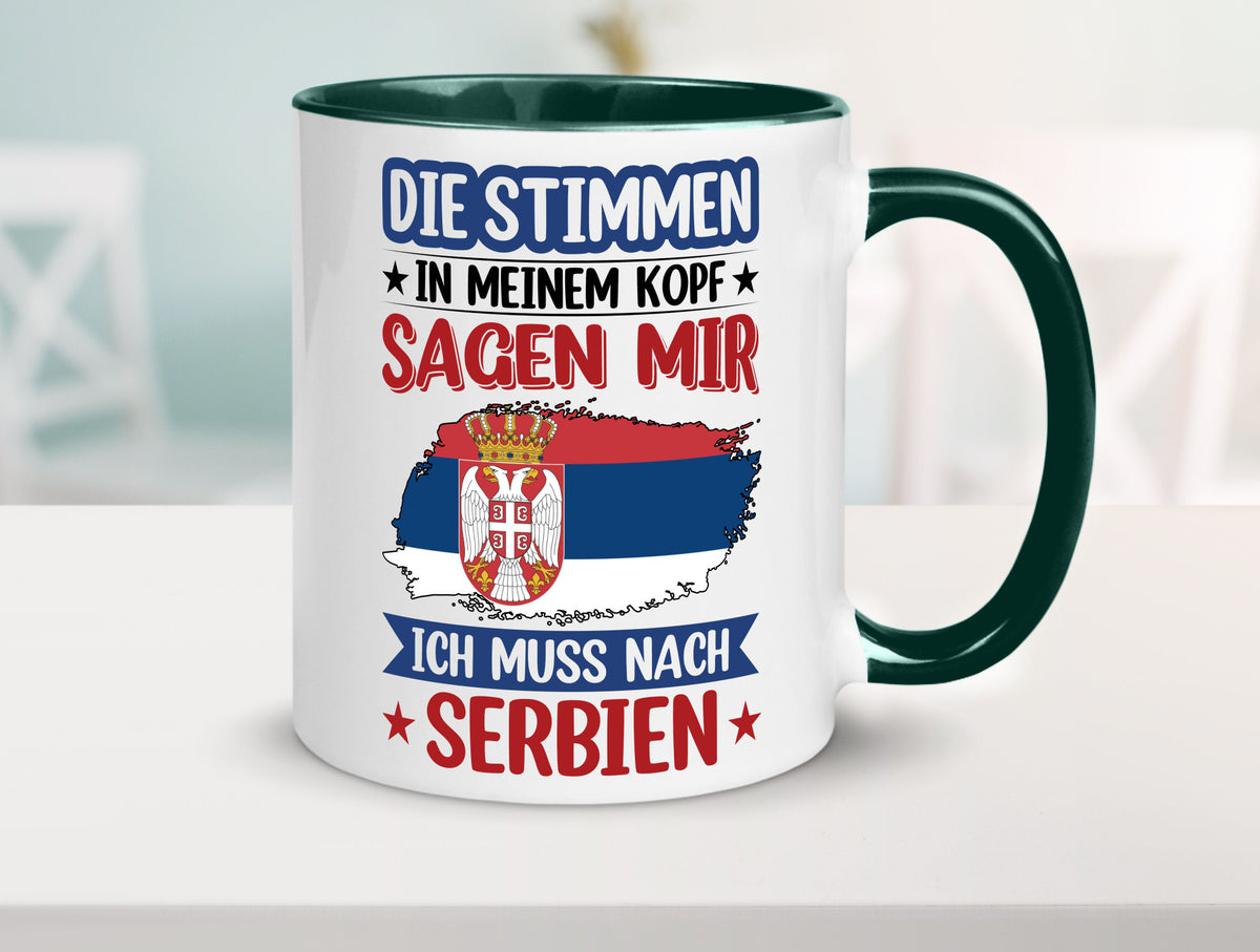 Serbien | Urlaub Stimmen in meinem Kopf Traumland v2 Geschenk Humor Tasse