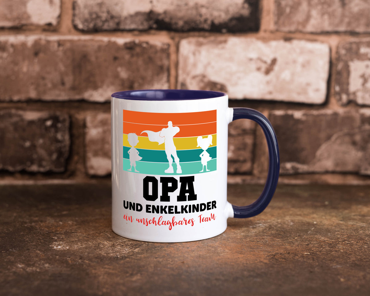Opa und Enkelkinder ein unschlagbares Team Geschenkidee Familie Humor Tasse