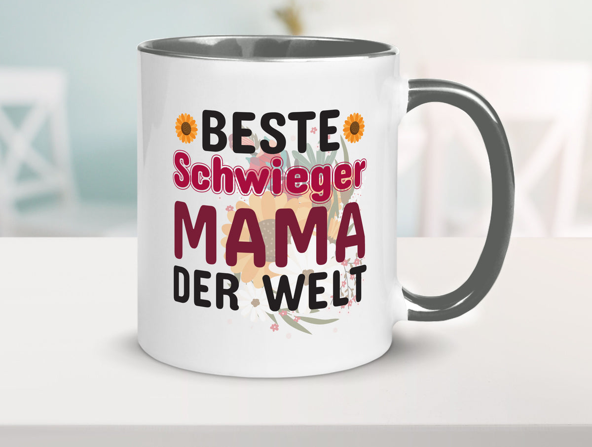 Beste Schwiegermama | Schwiegermutter Tasse Blumen Humor Familie Geschenkidee