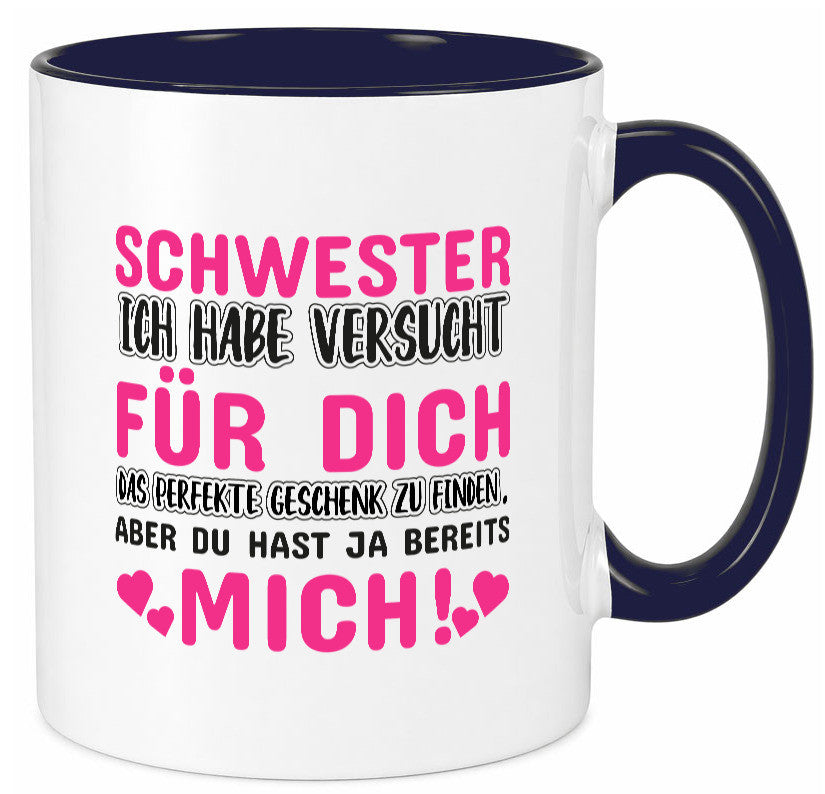 Schwester Tasse | lustiger Spruch Geschwisterliebe v2 Humor Geschenkidee