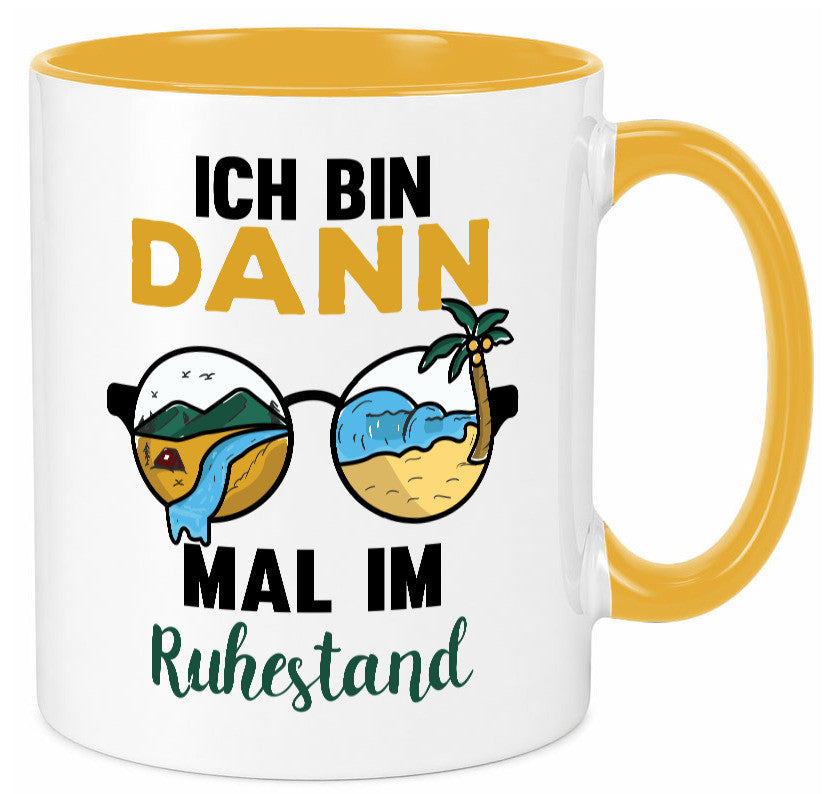 Bin dann mal im Ruhestand | Sonnenbrille Palme Meer lustig Jubiläum Geschenk Tasse