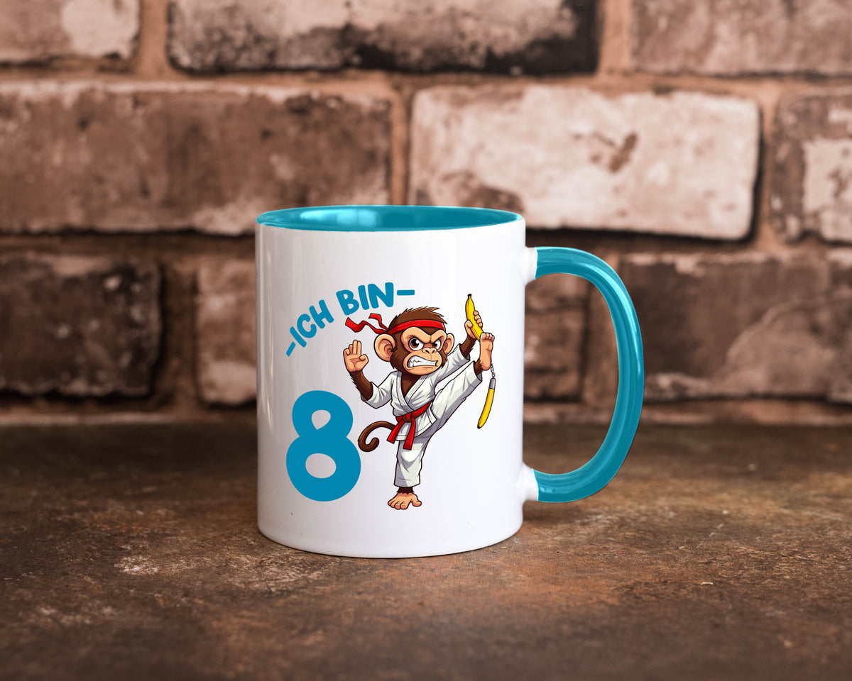 Ich bin 8 | 8. Geburtstag Karate Kampfsport Affe lustiger Spruch Geschenk Tasse