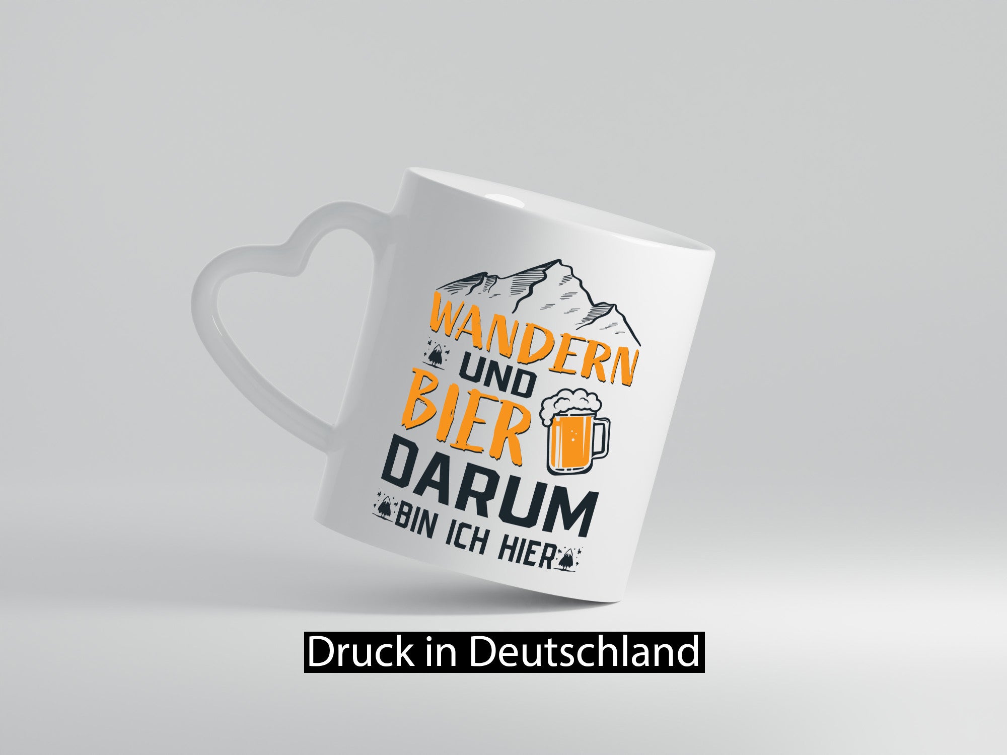 Wandern, Bier, darum hier | Berge Bierglas lustiger Spruch Geschenk Humor