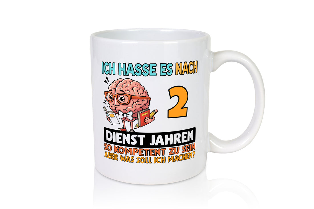 2 Dienstjahre | Arbeit Kompetent lustig Kollegen Büro Geschenk Tasse