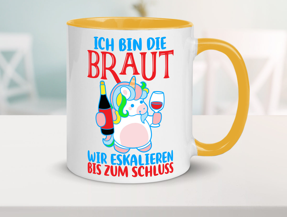 Junggesellinnenabschied | JGA Braut Einhorn Eskalation v2 lustig Humor Tasse