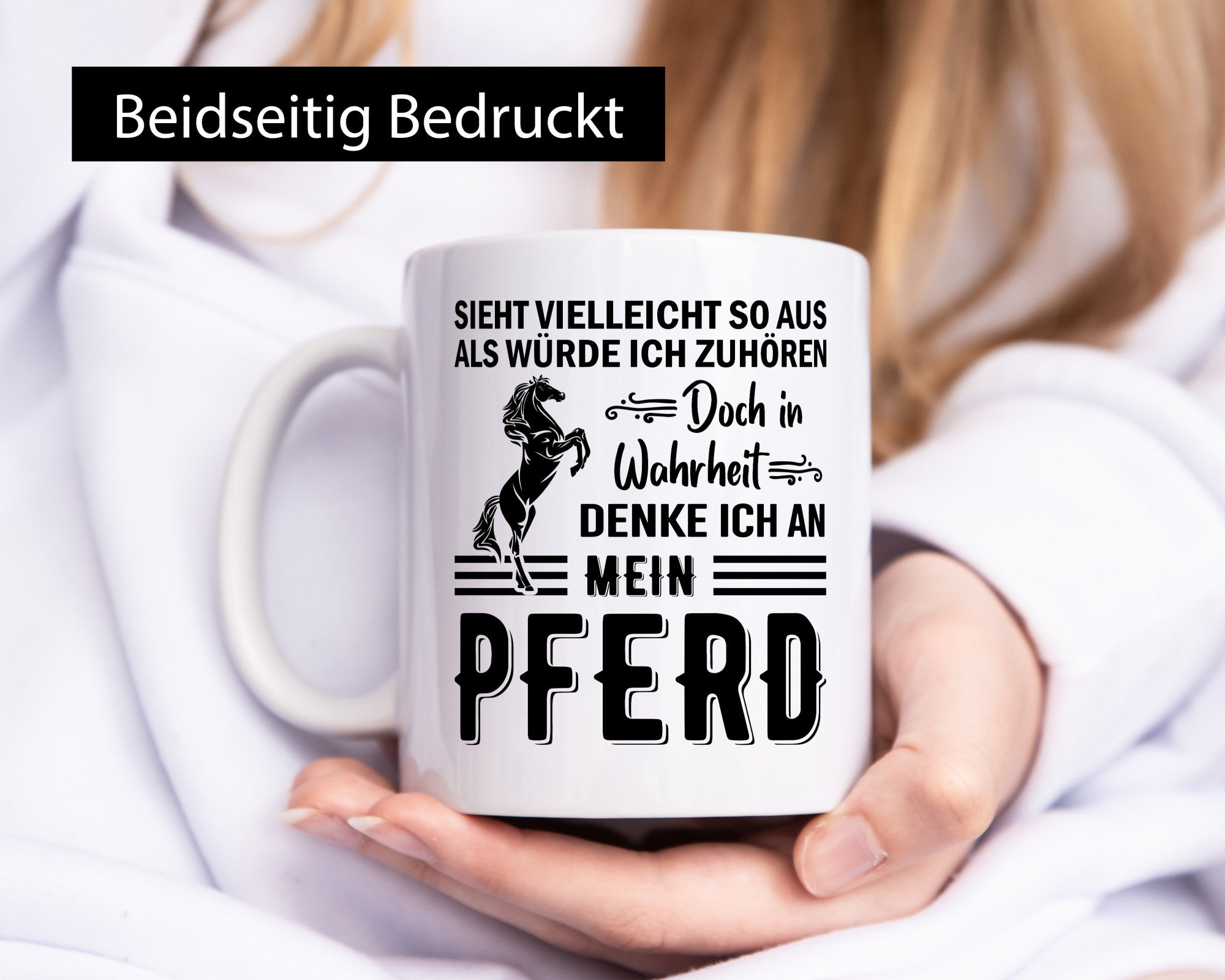 Ich hör dir nicht zu denke an mein Pferd | Reiten Humor Geschenkidee Tasse