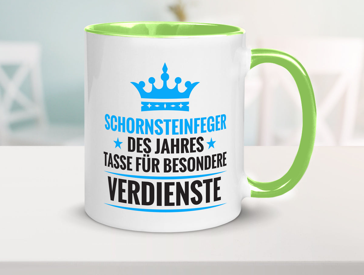 Besonderer Verdienst: Schornsteinfeger | Kaminkehrer Geschenkidee Humor Tasse