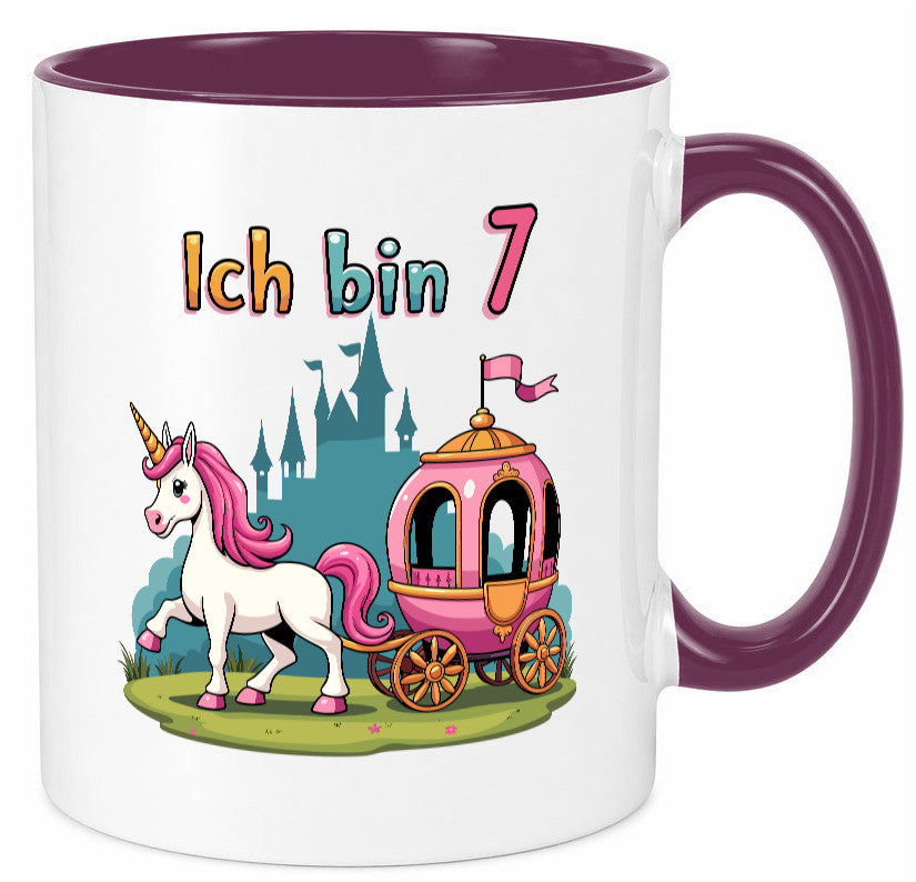 7. Geburtstag | Prinzessin in Kutsche Einhorn lustiger Spruch Geschenk