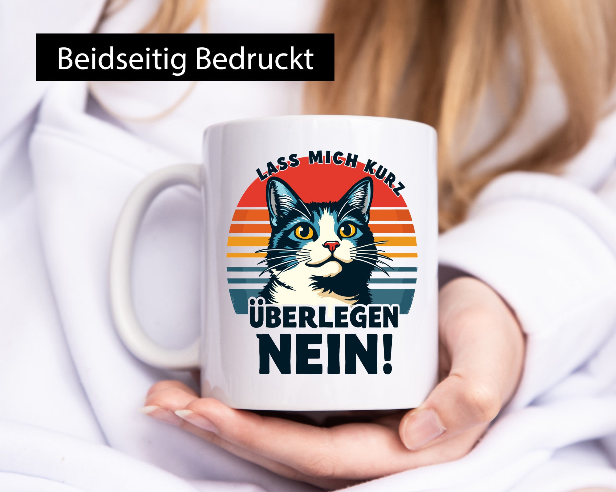 Lass mich kurz überlegen - Nein | Böse Katze Retro lustiger Spruch Geschenk