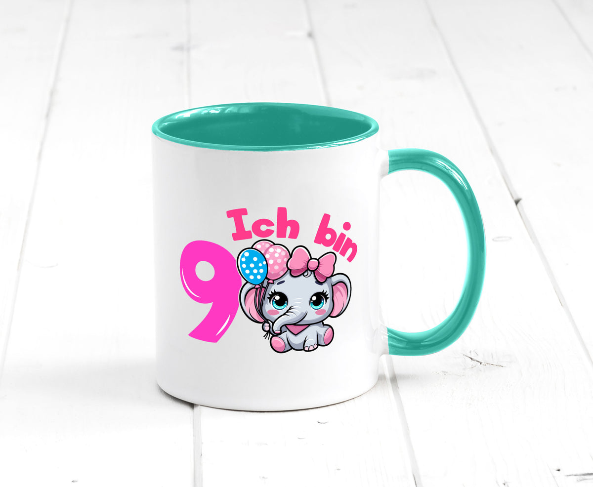 9. Geburtstag | 9 Jahre Elefant Mädchen Geschenk Geschenkidee lustiger Spruch Tasse