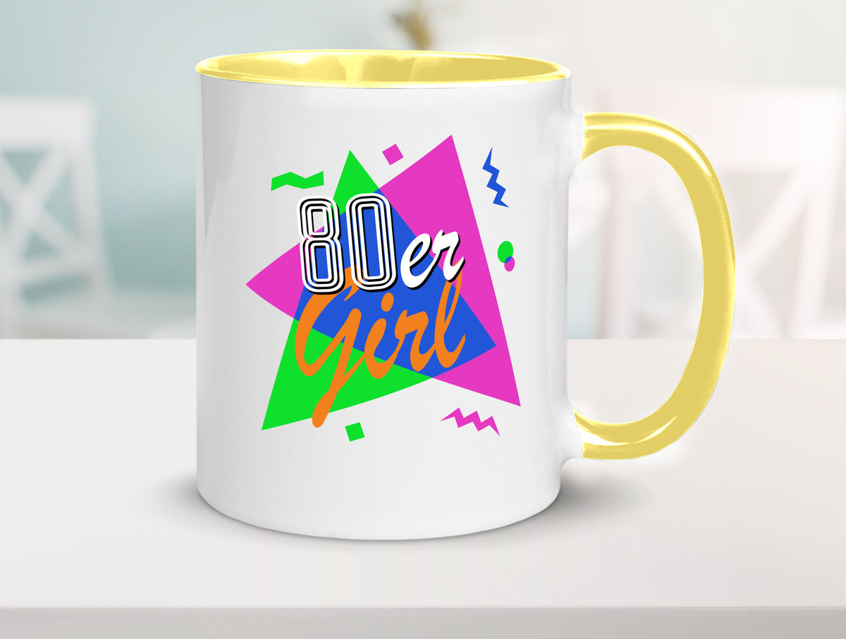80er Girl - Jahre bunt + verrückt retro Humor Geschenkidee Tasse