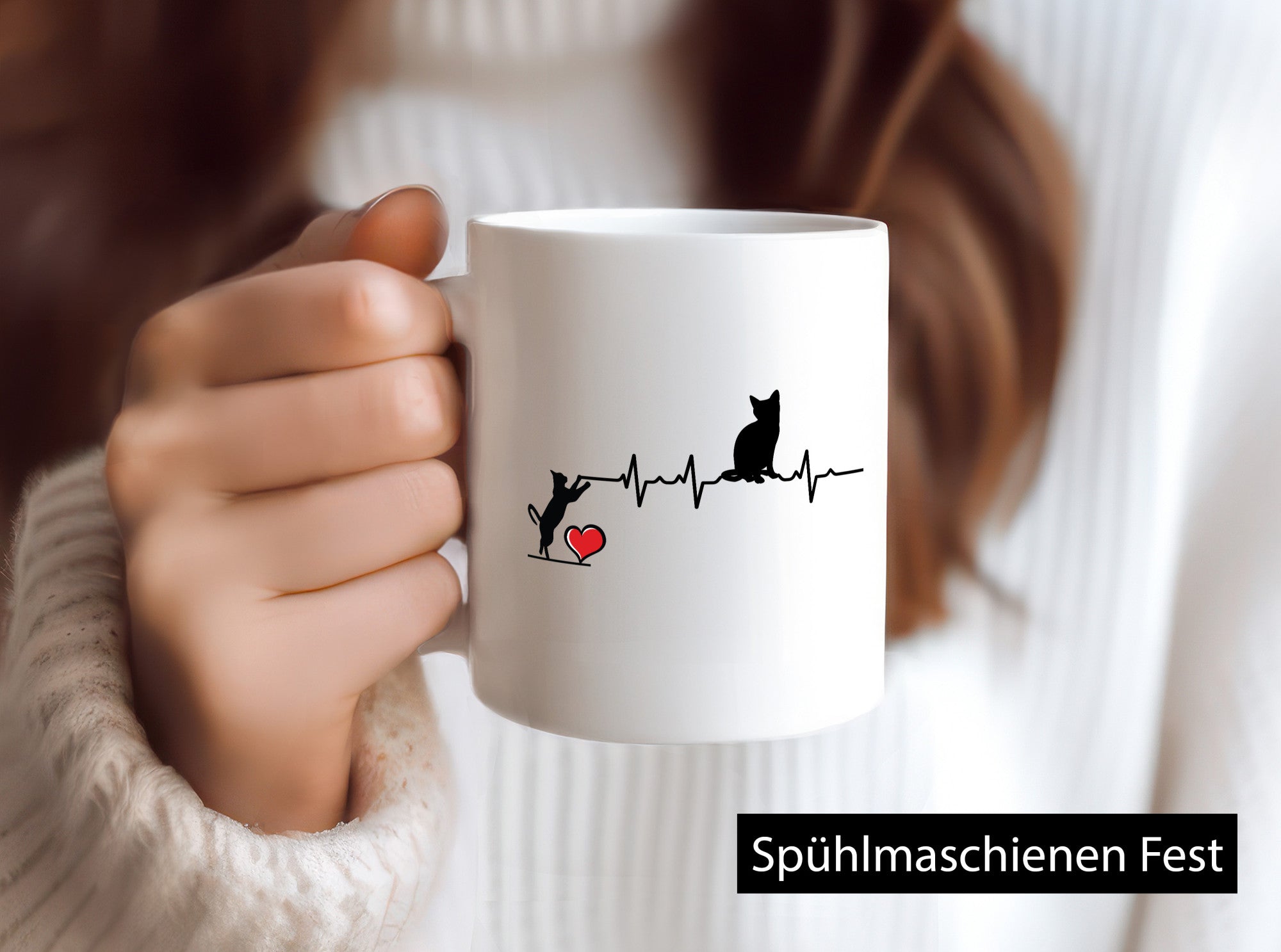 Katzen | Herz Herzschlag Humor Tierliebhaber Geschenkidee Tasse