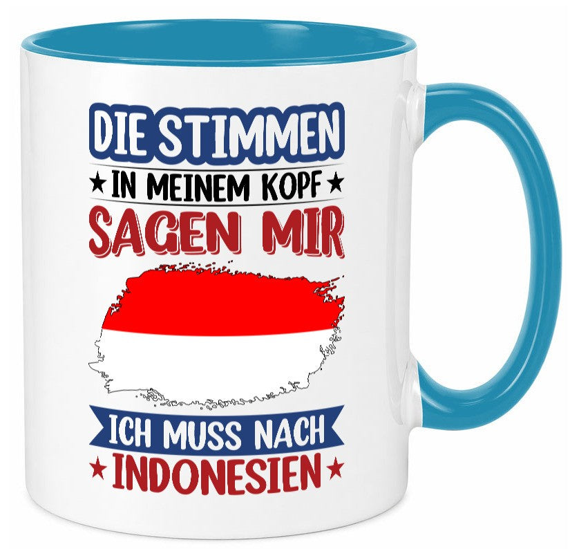 Indonesien | Urlaub Stimmen in meinem Kopf Traumland Geschenk Humor Tasse