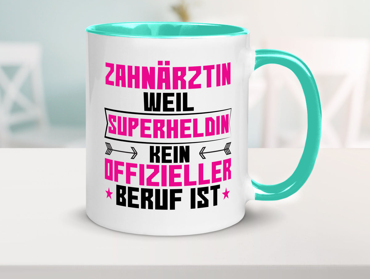 Superheldin Zahnärztin | Zahnmedizin Beruf Geschenkidee Arbeit Kollegen Büro Tasse