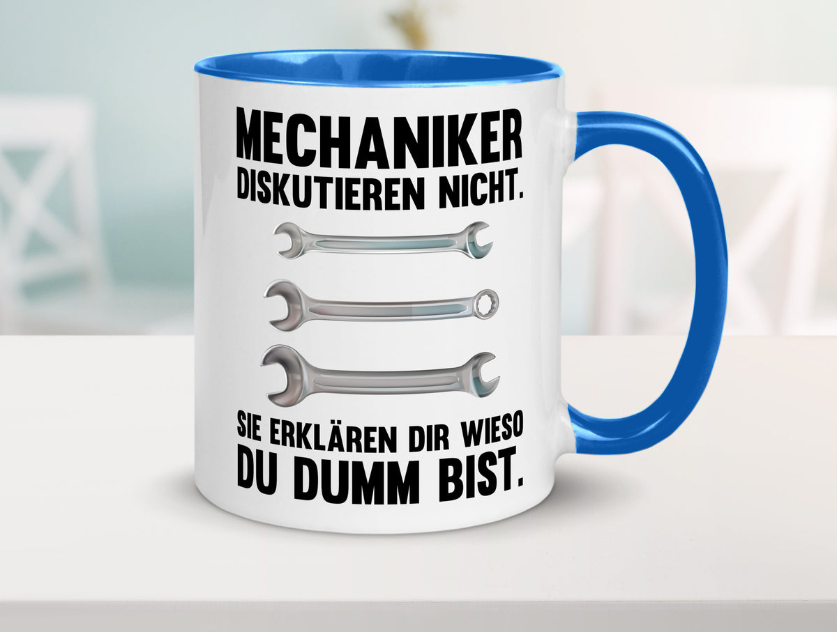 Mechaniker Diskutieren nicht sie erklären nur wieso Geschenkidee Tierliebhaber Tasse