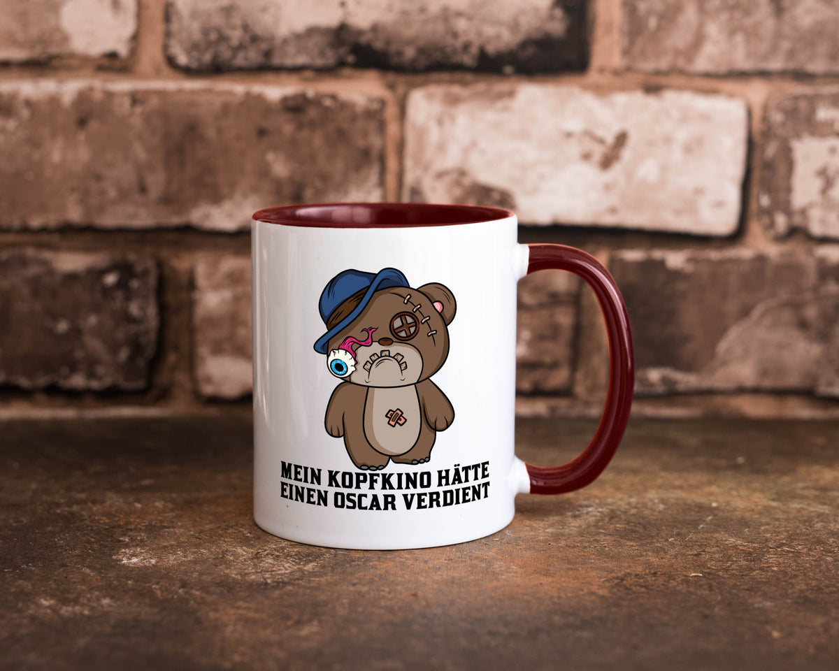 Mein Kopfkino hätte Oscar verdient | kaputter Bär Comic lustiger Spruch Tasse