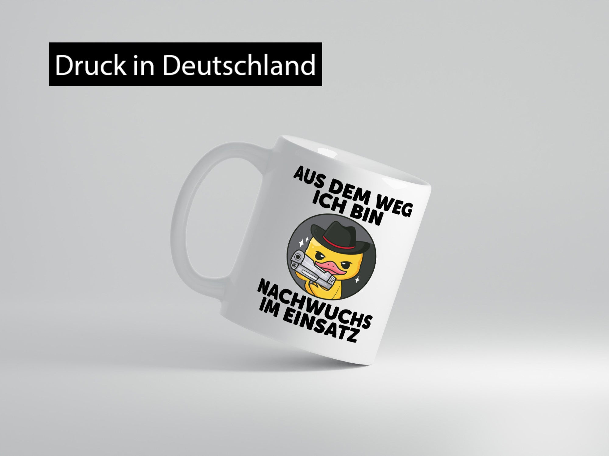 Aus wem weg ich bin Nachwuchs im Einsatz Geschenkidee Humor Tasse
