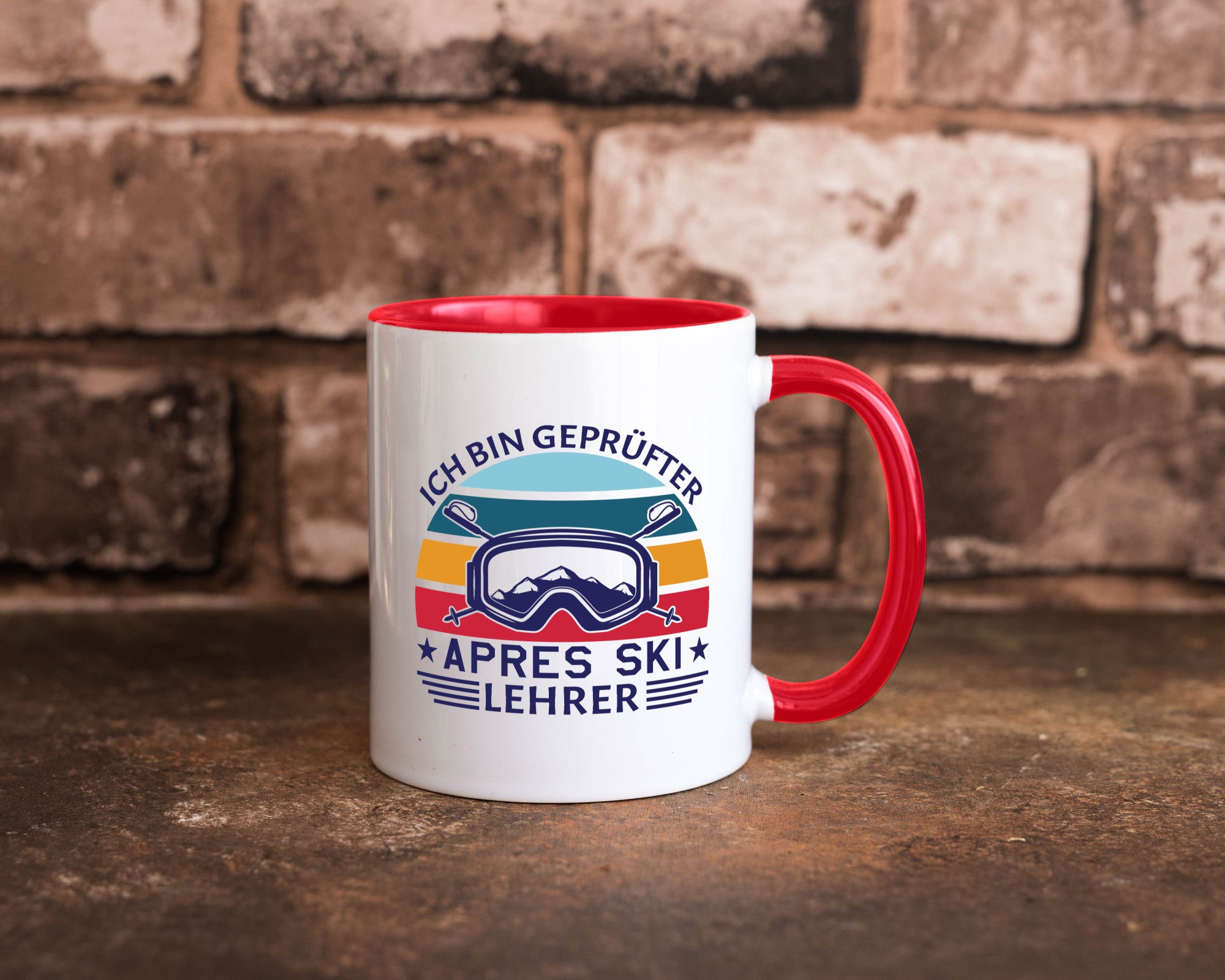 Geprüfter Apres Ski Lehrer | Ski-Brille Berge Ski-Stöck lustig Humor