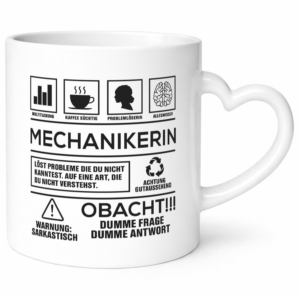 Achtung Probleme Mechanikerin | KFZ Geschenk Humor Geschenkidee lustiger Spruch Tasse