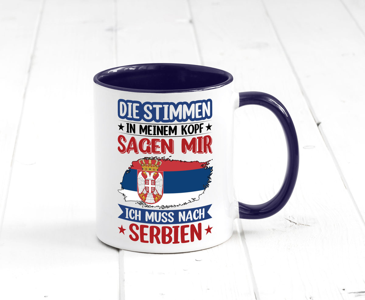 Serbien | Urlaub Stimmen in meinem Kopf Traumland v2 Geschenk Humor Tasse