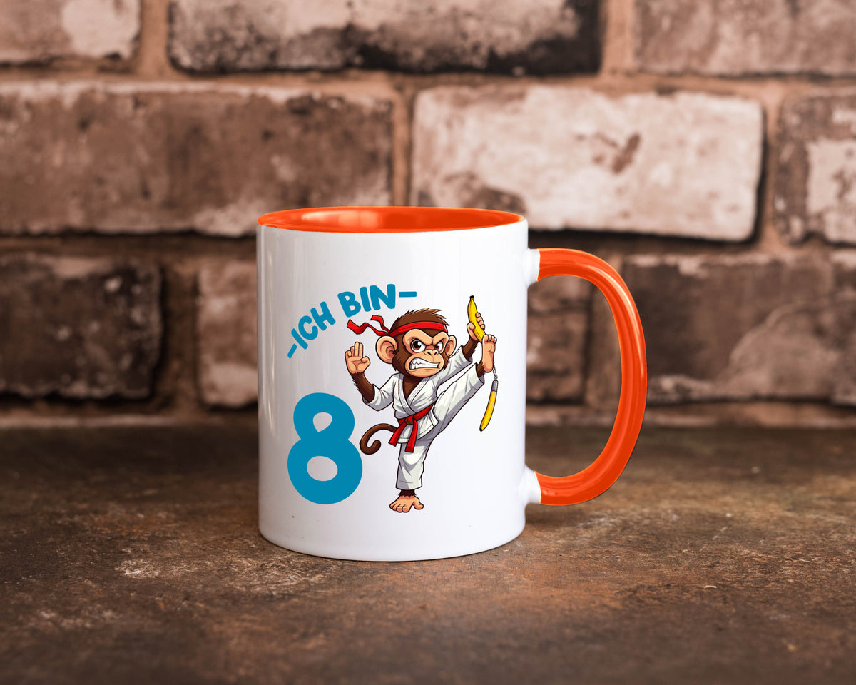 Ich bin 8 | 8. Geburtstag Karate Kampfsport Affe lustiger Spruch Geschenk Tasse