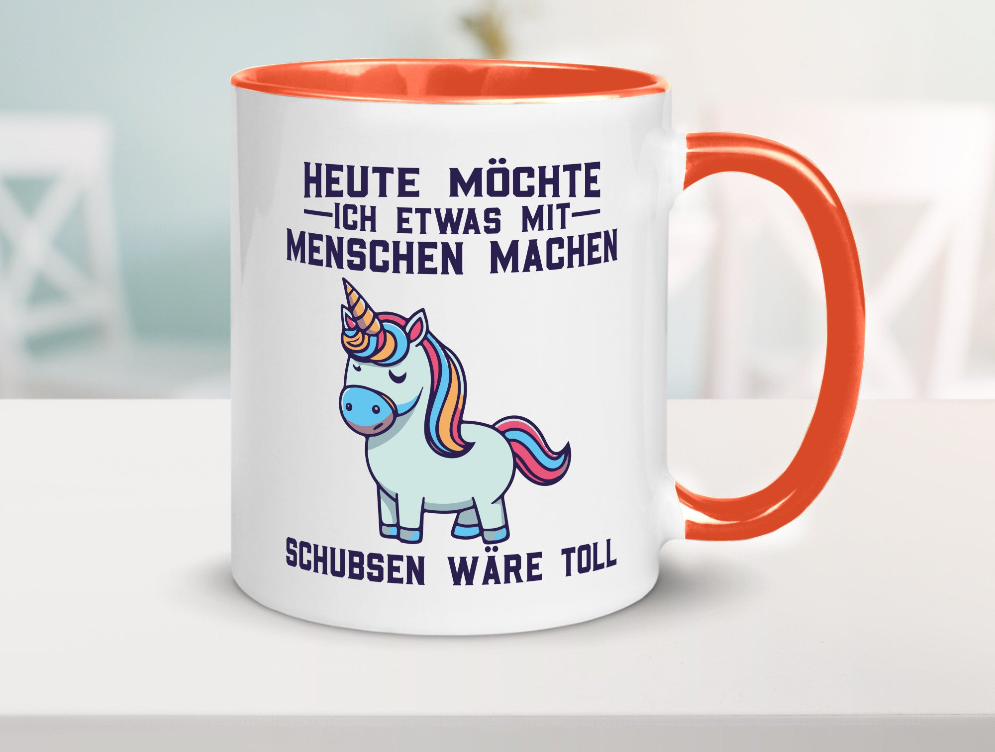 Heute möchte ich Menschen schubsen | Einhorn v2 Geschenk Humor Geschenkidee