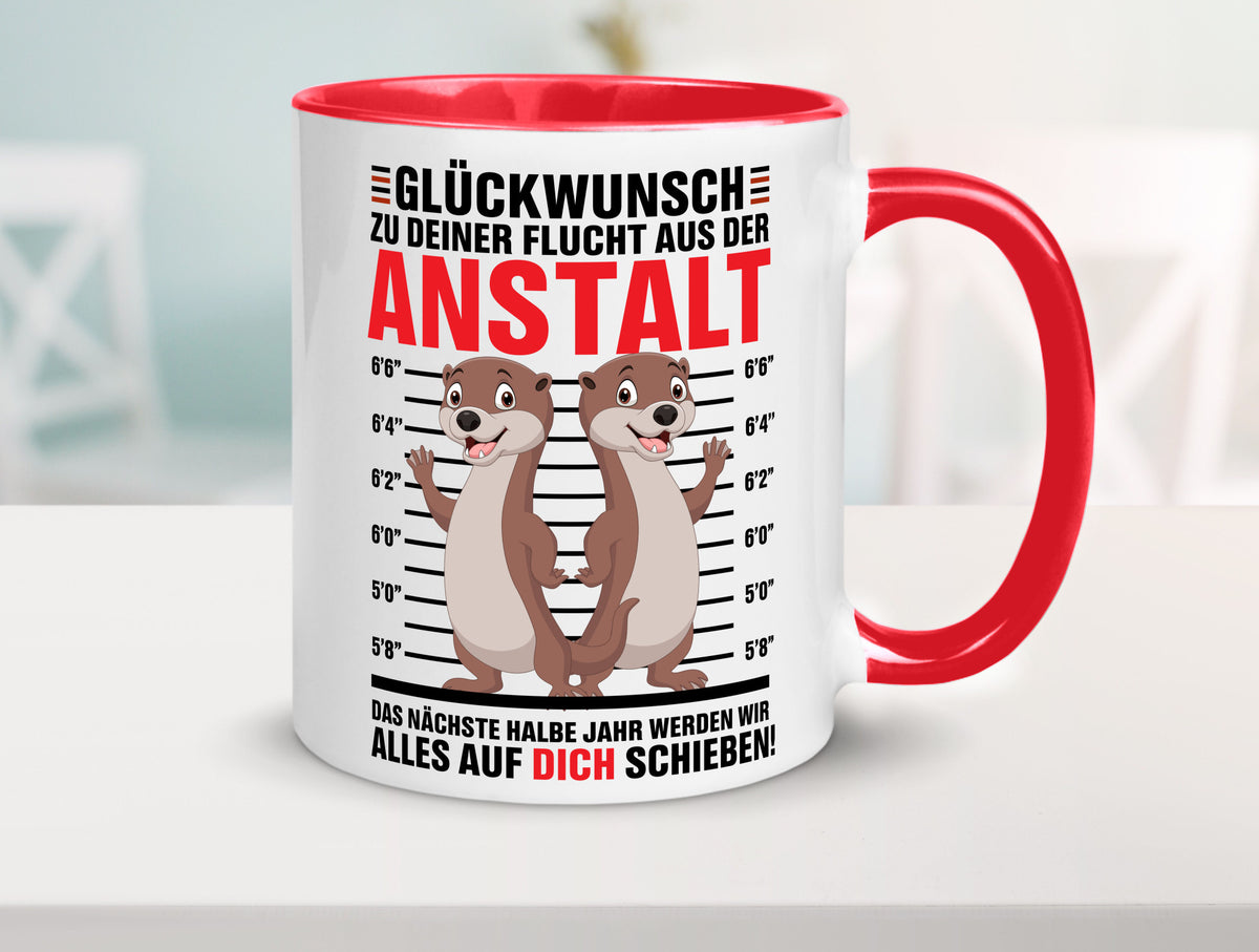 Glückwunch zur Flucht | Jobwechsel Arbeitskollegen Geschenk Arbeit Kollegen Tasse